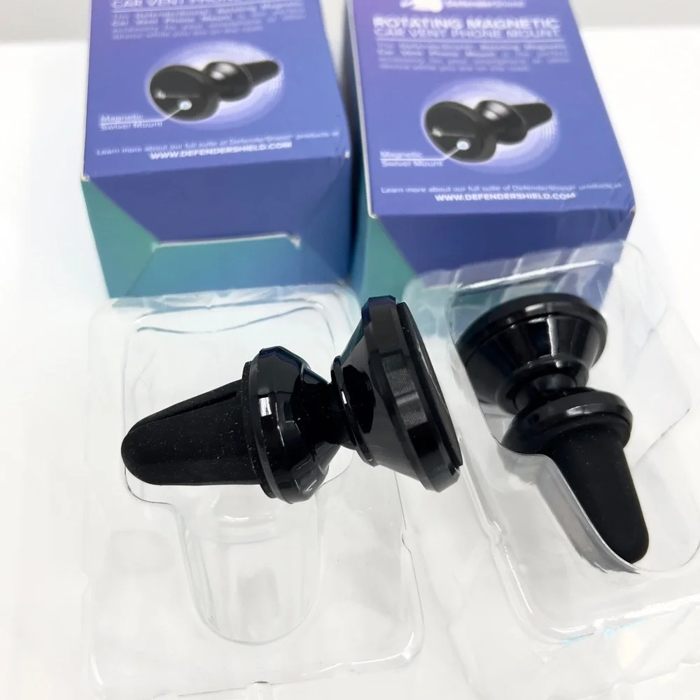 Two Defender Shield Black Rotating Magnetic Car Vent Phone Mount